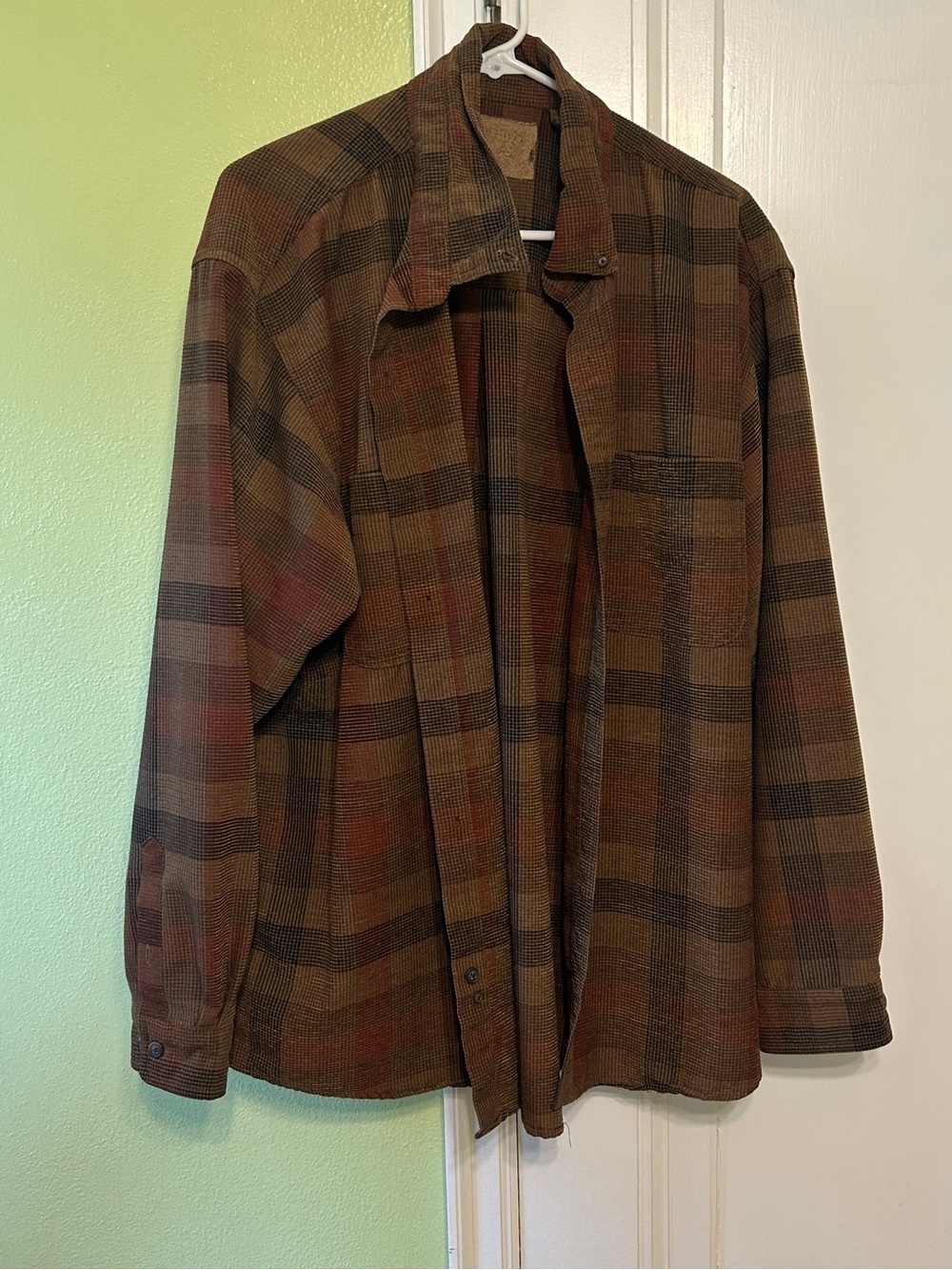 Vintage Men's Brown Plaid Over-shirt